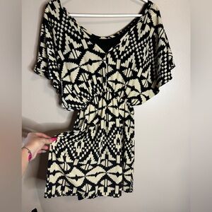 Black and Cream Geometric Dress